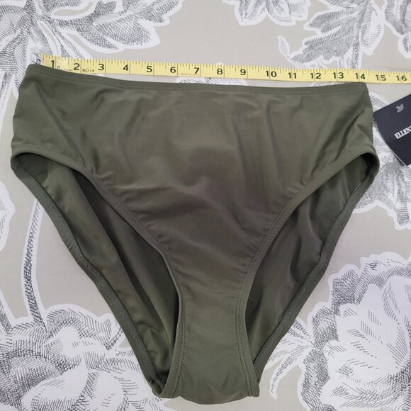 Ellen Tracy Hi Cut Full Coverage Olive Green Bikini Bottoms Size 10 NWT - Picture 6 of 8